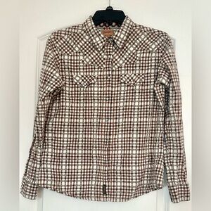 Wrangler Western Pearl Snap Collard Button Down Shirt Size Medium